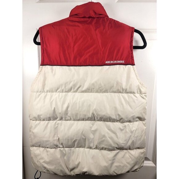Vintage Abercrombie Puffer Vest Red & White Zipper Closure Size M - Picture 3 of 15